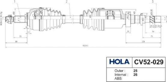 Hola CV52-029 - Полуоска vvparts.bg