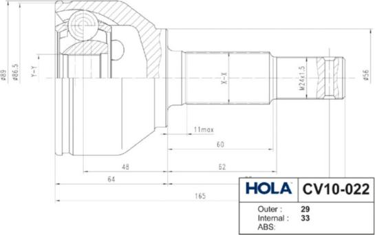 Hola CV10-022 - Каре комплект, полуоска vvparts.bg