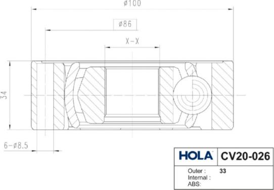 Hola CV20-026 - Каре комплект, полуоска vvparts.bg