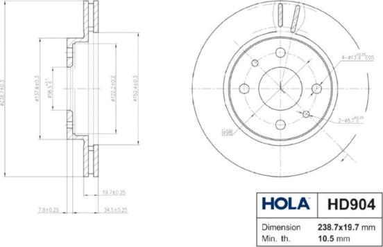 Hola HD904 - Спирачен диск vvparts.bg