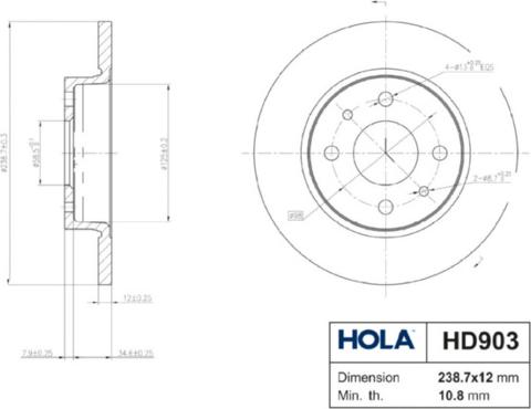 Hola HD903 - Спирачен диск vvparts.bg