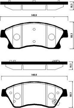 HELLA T1958 - Комплект спирачно феродо, дискови спирачки vvparts.bg