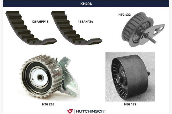 Hutchinson KH 494 - Комплект ангренажен ремък vvparts.bg