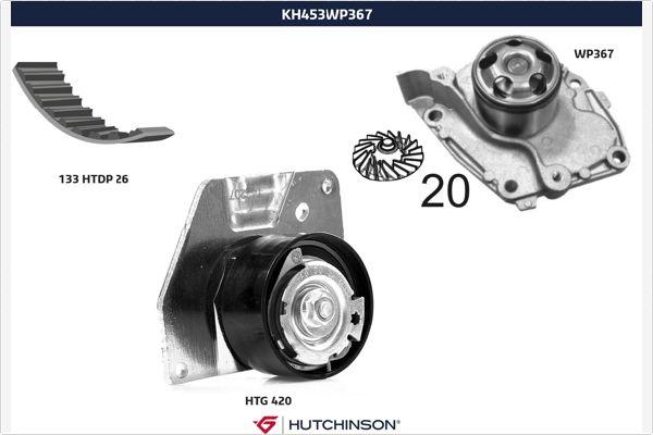 Hutchinson KH 453WP367 - Водна помпа+ к-кт ангренажен ремък vvparts.bg