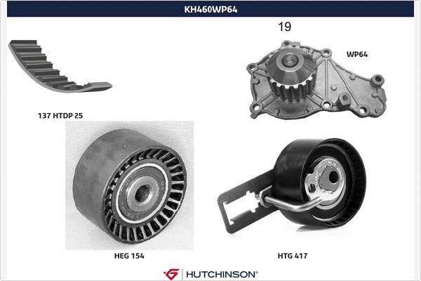 Hutchinson KH 460WP64 - Водна помпа+ к-кт ангренажен ремък vvparts.bg