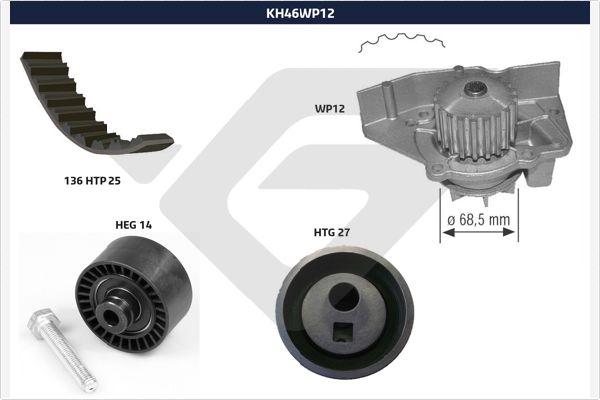 Hutchinson KH 46WP12 - Водна помпа+ к-кт ангренажен ремък vvparts.bg