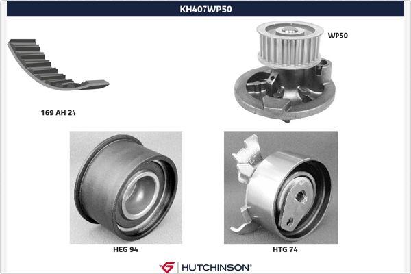 Hutchinson KH 407WP50 - Водна помпа+ к-кт ангренажен ремък vvparts.bg