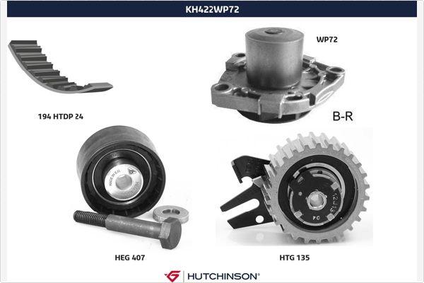 Hutchinson KH 422WP72 - Водна помпа+ к-кт ангренажен ремък vvparts.bg