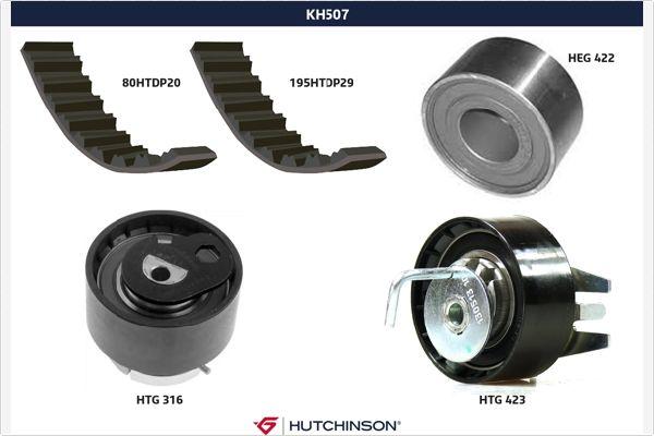 Hutchinson KH 507 - Комплект ангренажен ремък vvparts.bg