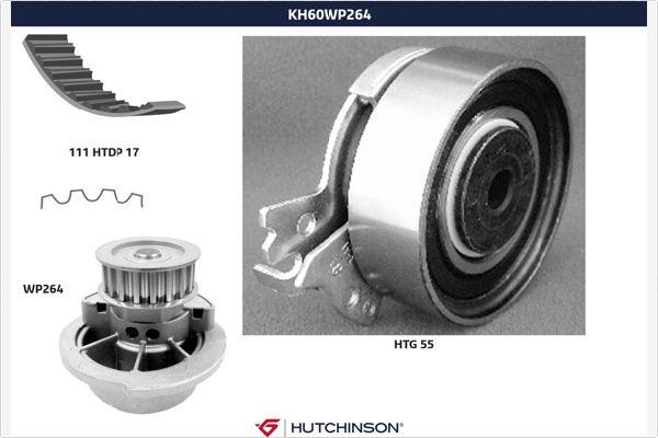 Hutchinson KH 60WP264 - Водна помпа+ к-кт ангренажен ремък vvparts.bg