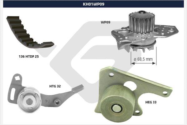 Hutchinson KH 01WP09 - Водна помпа+ к-кт ангренажен ремък vvparts.bg