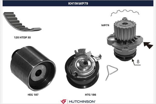 Hutchinson KH 194WP79 - Водна помпа+ к-кт ангренажен ремък vvparts.bg