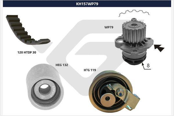 Hutchinson KH 157WP79 - Водна помпа+ к-кт ангренажен ремък vvparts.bg