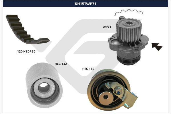 Hutchinson KH 157WP71 - Водна помпа+ к-кт ангренажен ремък vvparts.bg