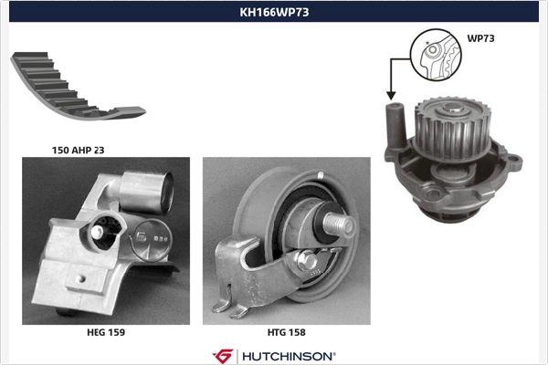 Hutchinson KH 166WP73 - Водна помпа+ к-кт ангренажен ремък vvparts.bg