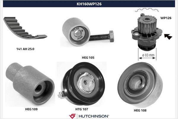 Hutchinson KH 160WP126 - Водна помпа+ к-кт ангренажен ремък vvparts.bg