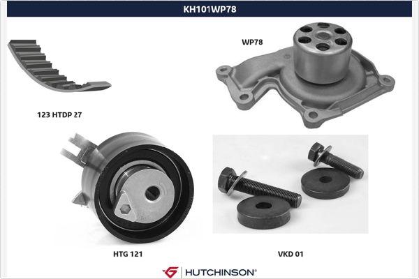 Hutchinson KH 101WP78 - Водна помпа+ к-кт ангренажен ремък vvparts.bg