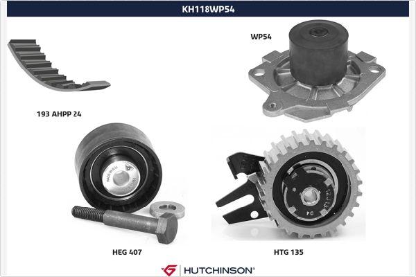 Hutchinson KH 118WP54 - Водна помпа+ к-кт ангренажен ремък vvparts.bg