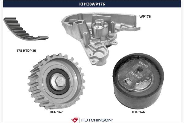 Hutchinson KH 138WP176 - Водна помпа+ к-кт ангренажен ремък vvparts.bg