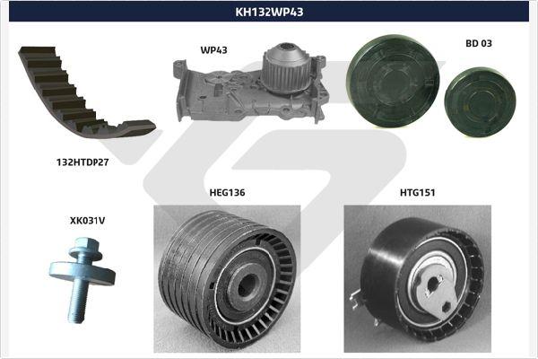 Hutchinson KH 132WP43 - Водна помпа+ к-кт ангренажен ремък vvparts.bg