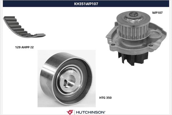 Hutchinson KH 351WP107 - Водна помпа+ к-кт ангренажен ремък vvparts.bg