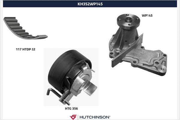 Hutchinson KH 352WP145 - Водна помпа+ к-кт ангренажен ремък vvparts.bg