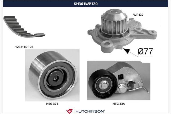 Hutchinson KH 361WP120 - Водна помпа+ к-кт ангренажен ремък vvparts.bg