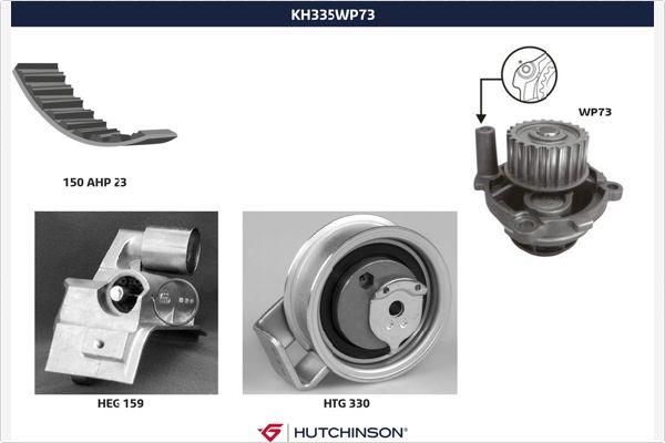 Hutchinson KH 335WP73 - Водна помпа+ к-кт ангренажен ремък vvparts.bg