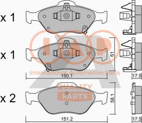 IAP QUALITY PARTS 704-17004P - Комплект спирачно феродо, дискови спирачки vvparts.bg