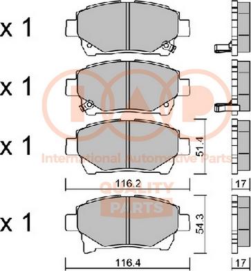 IAP QUALITY PARTS 704-17170P - Комплект спирачно феродо, дискови спирачки vvparts.bg