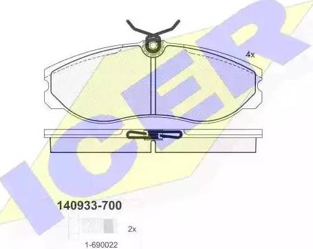 Icer 140933 - Комплект спирачно феродо, дискови спирачки vvparts.bg