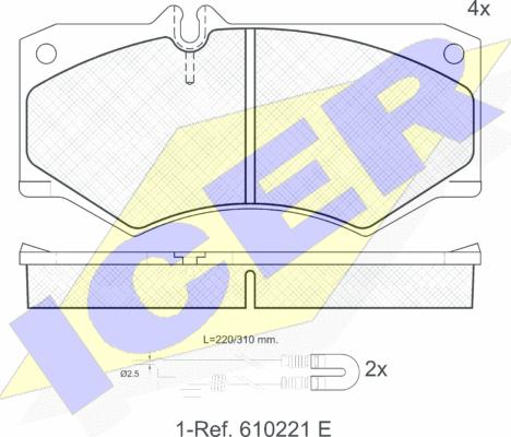 Icer 140405-113 - Комплект спирачно феродо, дискови спирачки vvparts.bg