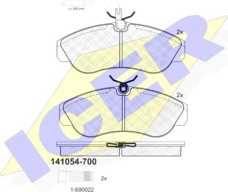 Icer 141054-700 - Комплект спирачно феродо, дискови спирачки vvparts.bg