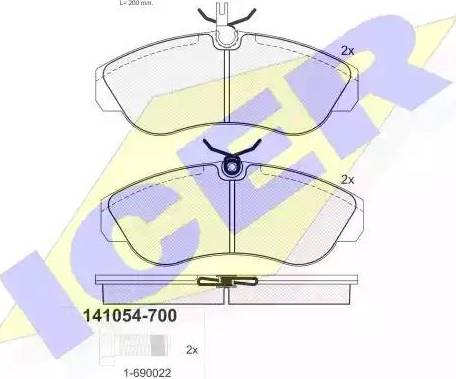 Icer 141054 - Комплект спирачно феродо, дискови спирачки vvparts.bg