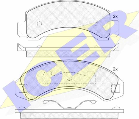 Icer 141055 - Комплект спирачно феродо, дискови спирачки vvparts.bg