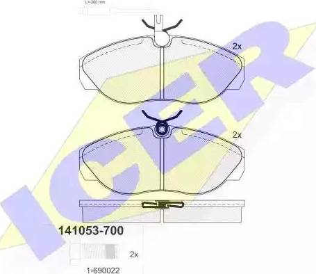 Icer 141053 - Комплект спирачно феродо, дискови спирачки vvparts.bg