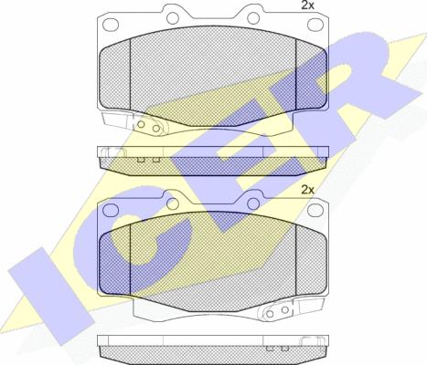 Icer 141007-208 - Комплект спирачно феродо, дискови спирачки vvparts.bg