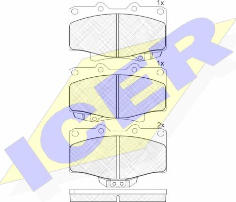 Icer 141025 - Комплект спирачно феродо, дискови спирачки vvparts.bg