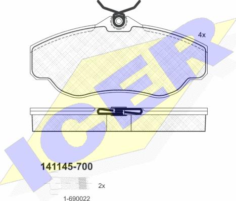 Icer 141145-700 - Комплект спирачно феродо, дискови спирачки vvparts.bg