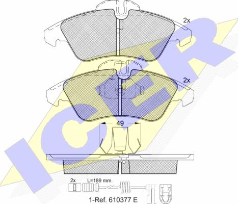 Icer 141104-203 - Комплект спирачно феродо, дискови спирачки vvparts.bg