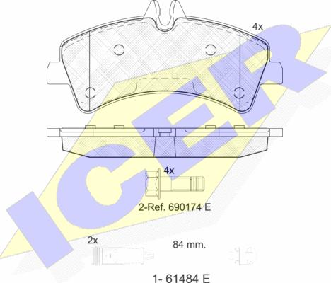 Icer 141849-203 - Комплект спирачно феродо, дискови спирачки vvparts.bg