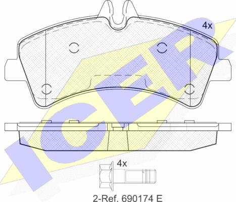 Icer 141849 - Комплект спирачно феродо, дискови спирачки vvparts.bg