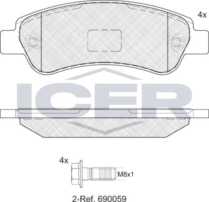 Icer 141804LM - Комплект спирачно феродо, дискови спирачки vvparts.bg