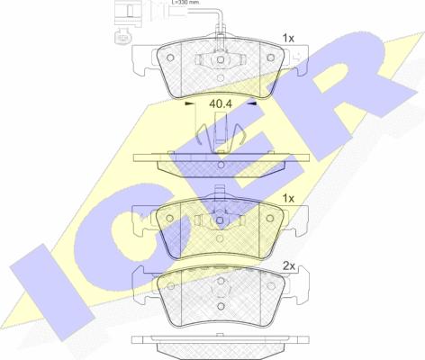 Icer 141816 - Комплект спирачно феродо, дискови спирачки vvparts.bg