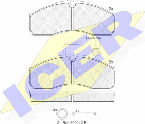 Icer 141889 - Комплект спирачно феродо, дискови спирачки vvparts.bg