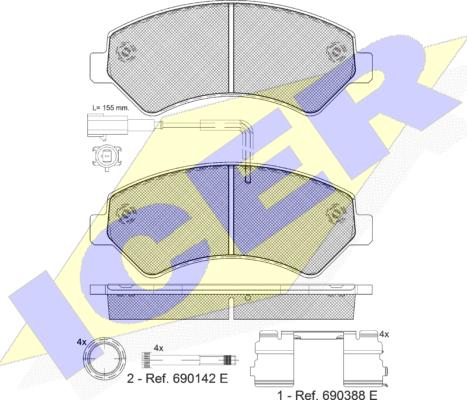 Icer 141836-201 - Комплект спирачно феродо, дискови спирачки vvparts.bg