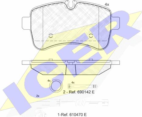 Icer 141837-203 - Комплект спирачно феродо, дискови спирачки vvparts.bg