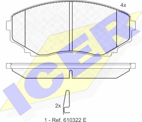 Icer 141345 - Комплект спирачно феродо, дискови спирачки vvparts.bg