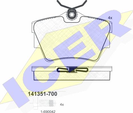 Icer 141351-700 - Комплект спирачно феродо, дискови спирачки vvparts.bg