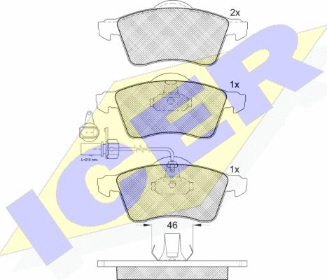 Icer 141320 - Комплект спирачно феродо, дискови спирачки vvparts.bg